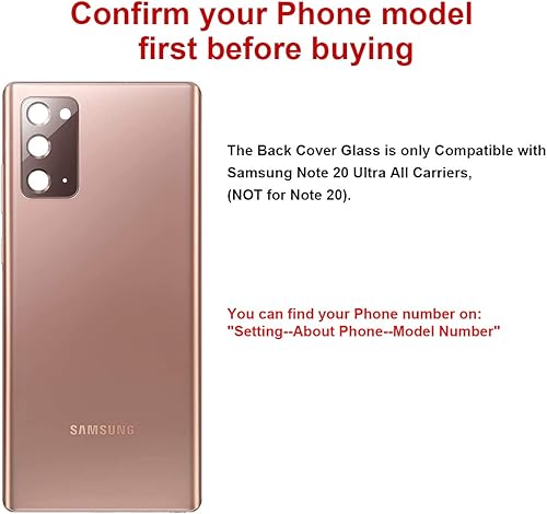 Miniatura 5 de Tapa trasera de repuesto de cristal para Samsung Galaxy Note 20 Ultra 6.9 pulgadas 5G con kit de herramientas de reparación y adhesivo preinstalado