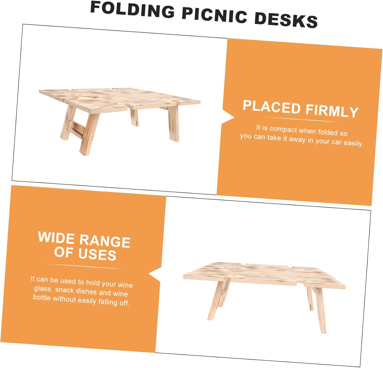 SUPVOX Wooden Camping Table Storage Compact Folding Picnic Table for Outdoor Activities Garden and Indoor Use