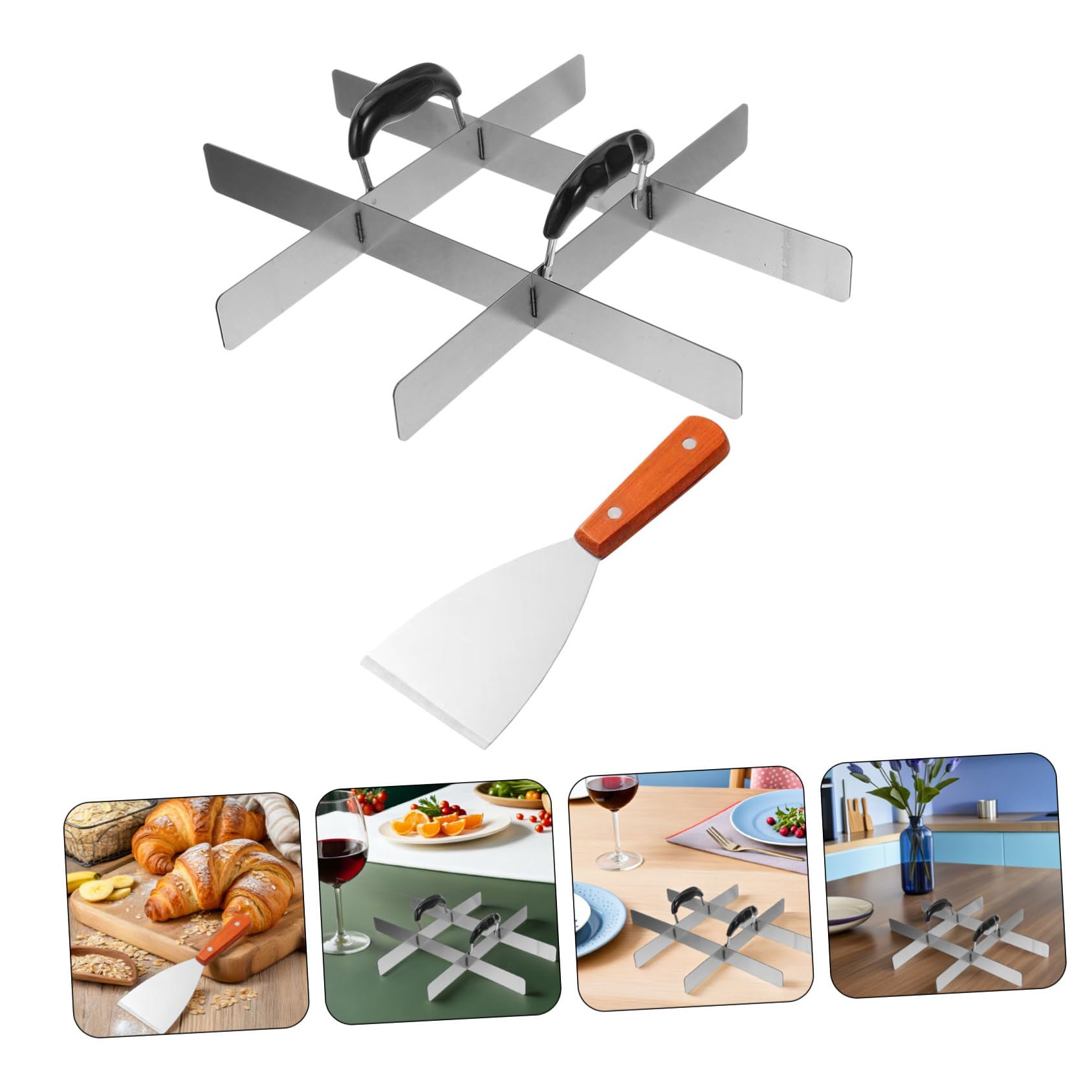 Divisor de Pastel de Acero Inoxidable con Pala Marcador de Porciones Uniforme para Tartas Brownies Pizza y Postres Herramienta Versátil para Repostería Cocina y Celebraciones