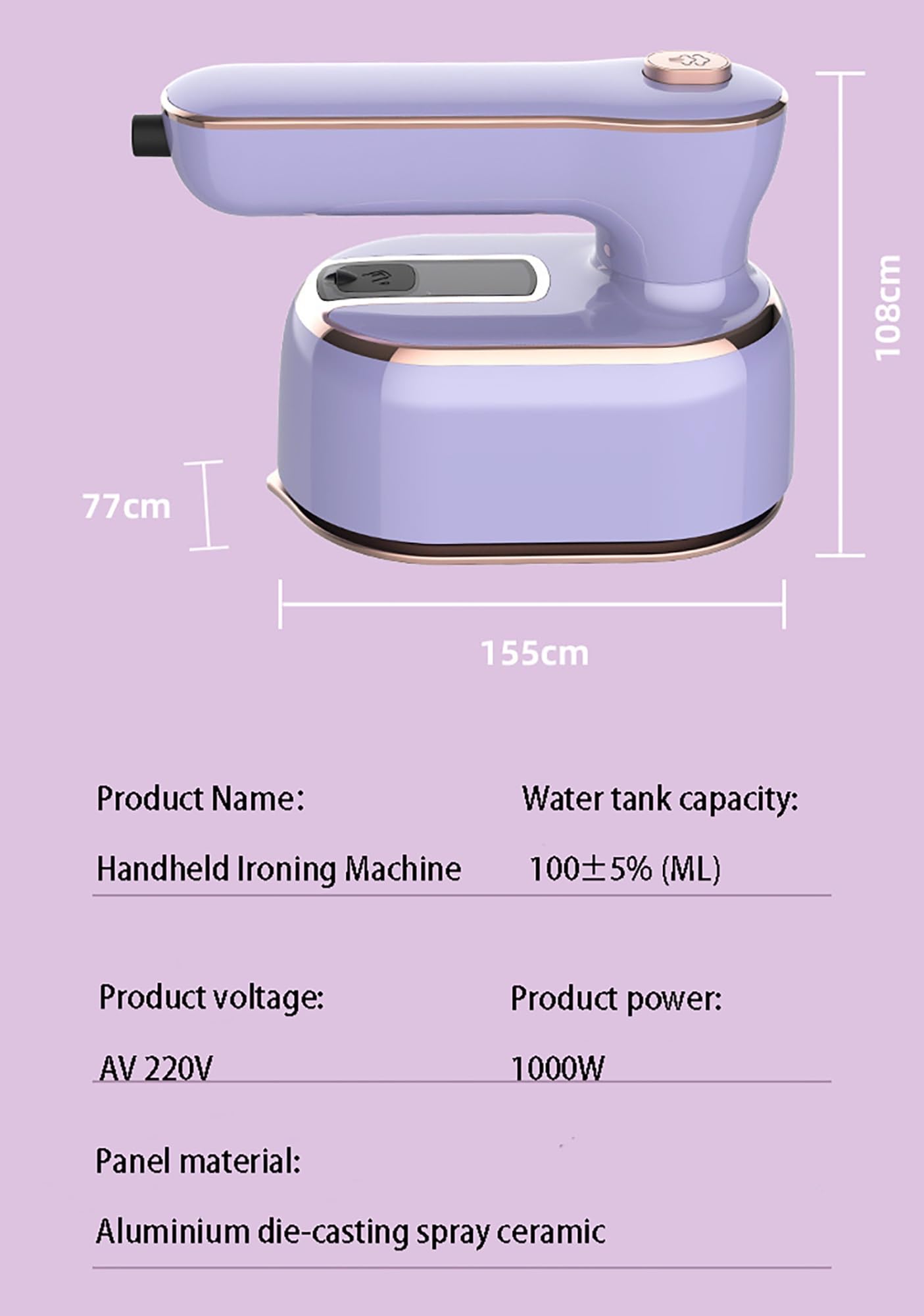 Przenośna ręczna parownica do ubrań o mocy 1000 W, składana rączka 180° Parownica do ubrań Ręczna parownica do odzieży Zbiornik na wodę 100 ml i szybkie nagrzewanie, parownica do ubrań do domu, biura