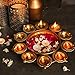 Kalakriti 2 Pcs Metal Flower Decorative Bowl Set |Home Table Decoration |Urli Diya Navratri Pooja House Warming Haldi | Indian Diwali Decor Gifts Itmes, 12 Inch Each Golden
