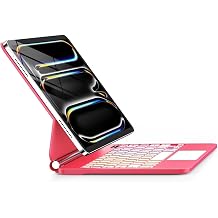 GGQFGTOJ for iPad Pro 13 Inch Case with Keyboard M5/M4, 2025/2024,Magic-Style Magnetic 7 Colors Backlight -Floating Cantilever Stand - Multi-Touch Trackpad Keyboard Case for iPad Pro 13,Red