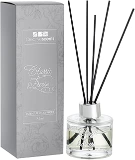 Creative Scents Classic Breeze Essential Oil Reed Diffuser Sticks in Gift Box, Aromatherapy-Grade Oils Blend, Natural Scented Diffusing Kit, Non-Toxic Home Spa Fragrance Diffuser Set, 75 ML/2.5 Oz - coolthings.us