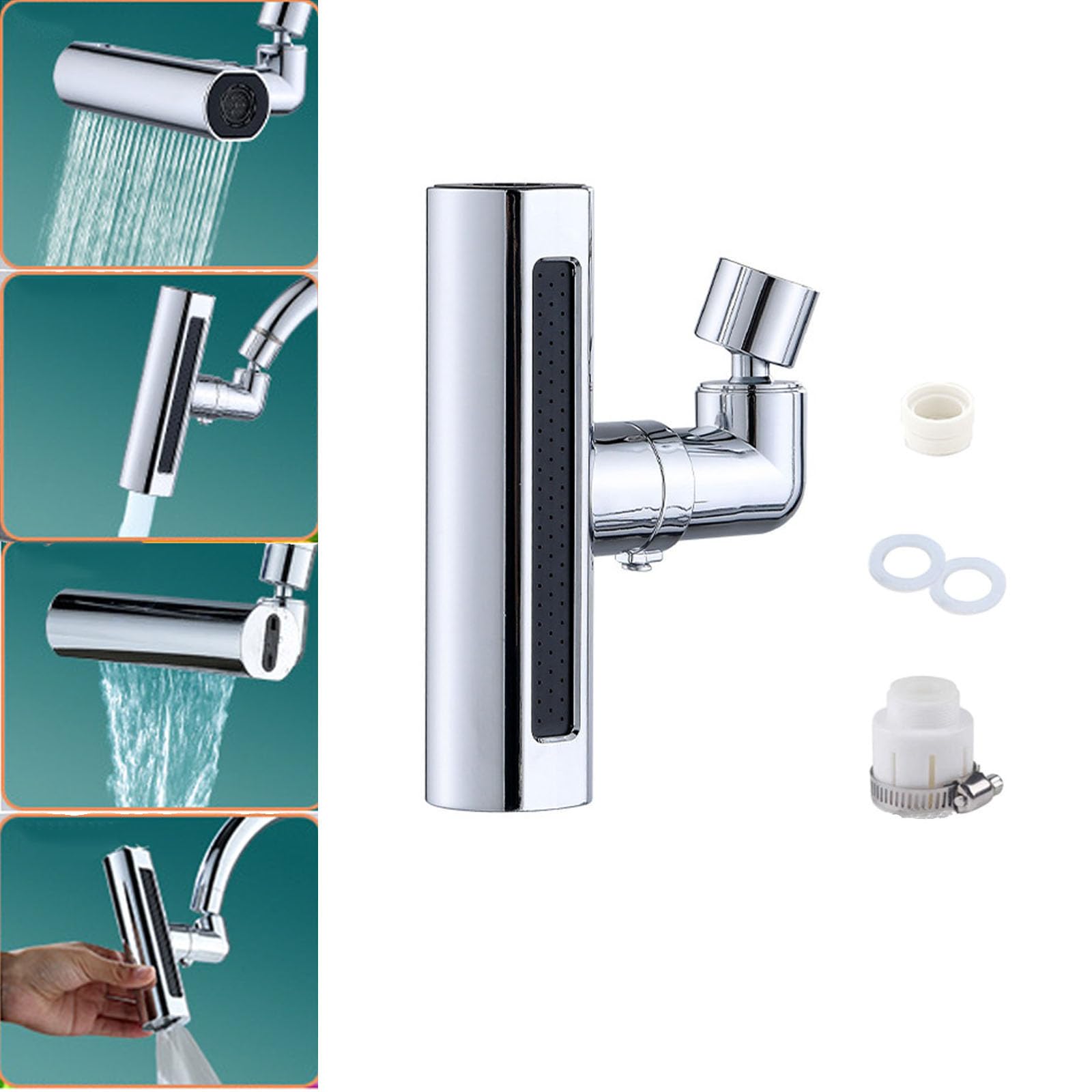 Waterfall Kitchen Faucet Multi-Directional 360 Rotation Four Outlet Modes Rain Waterfall Faucet Extender for Kitchen and Bathroom Sinks