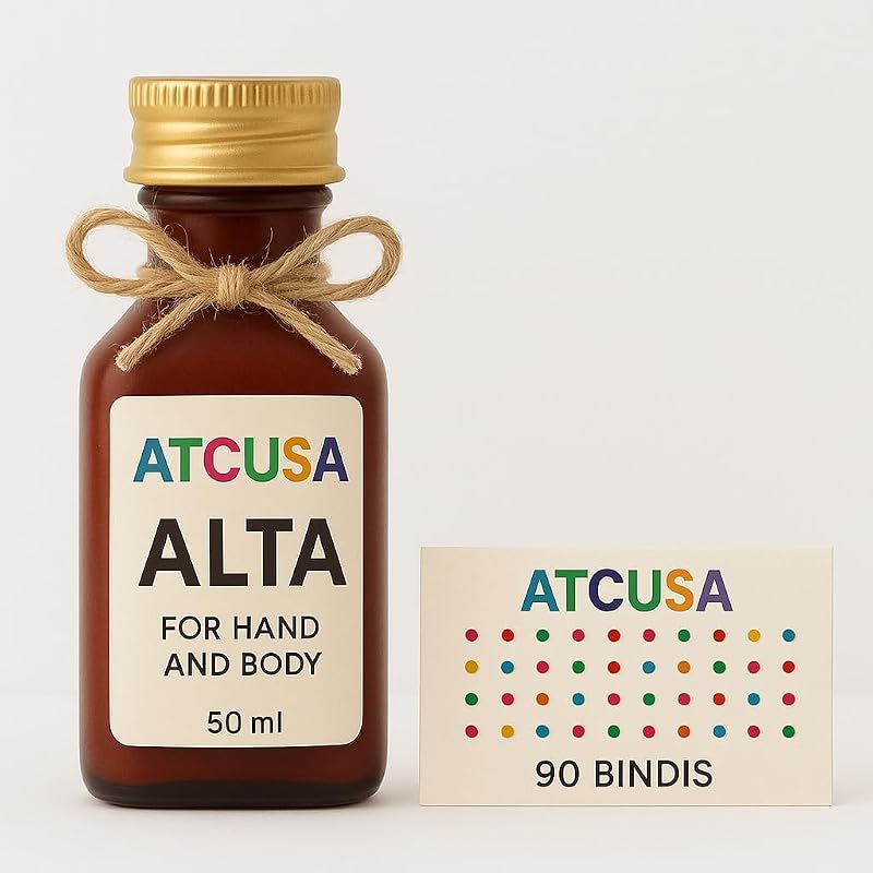 ATCUSA Alta vermelho para mãos e pés com 90 bindis multicoloridos, 50 mL