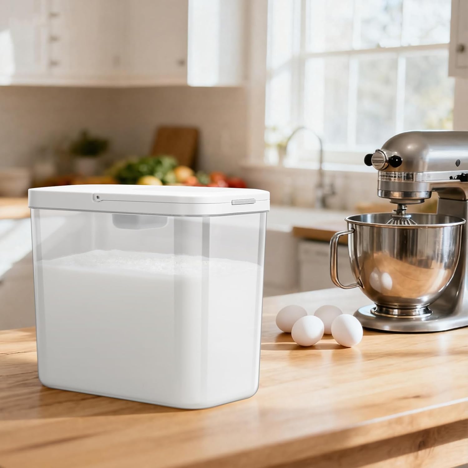 Rice Flour Storage Container - 12.7 Qt | 25 Lbs Crystal-Clear Plastic Food Storage Container Bin with Pop-up Lid for Grains Beans, Dry Food Holder for Kitchen Pantry Organization and Storage - Image 7