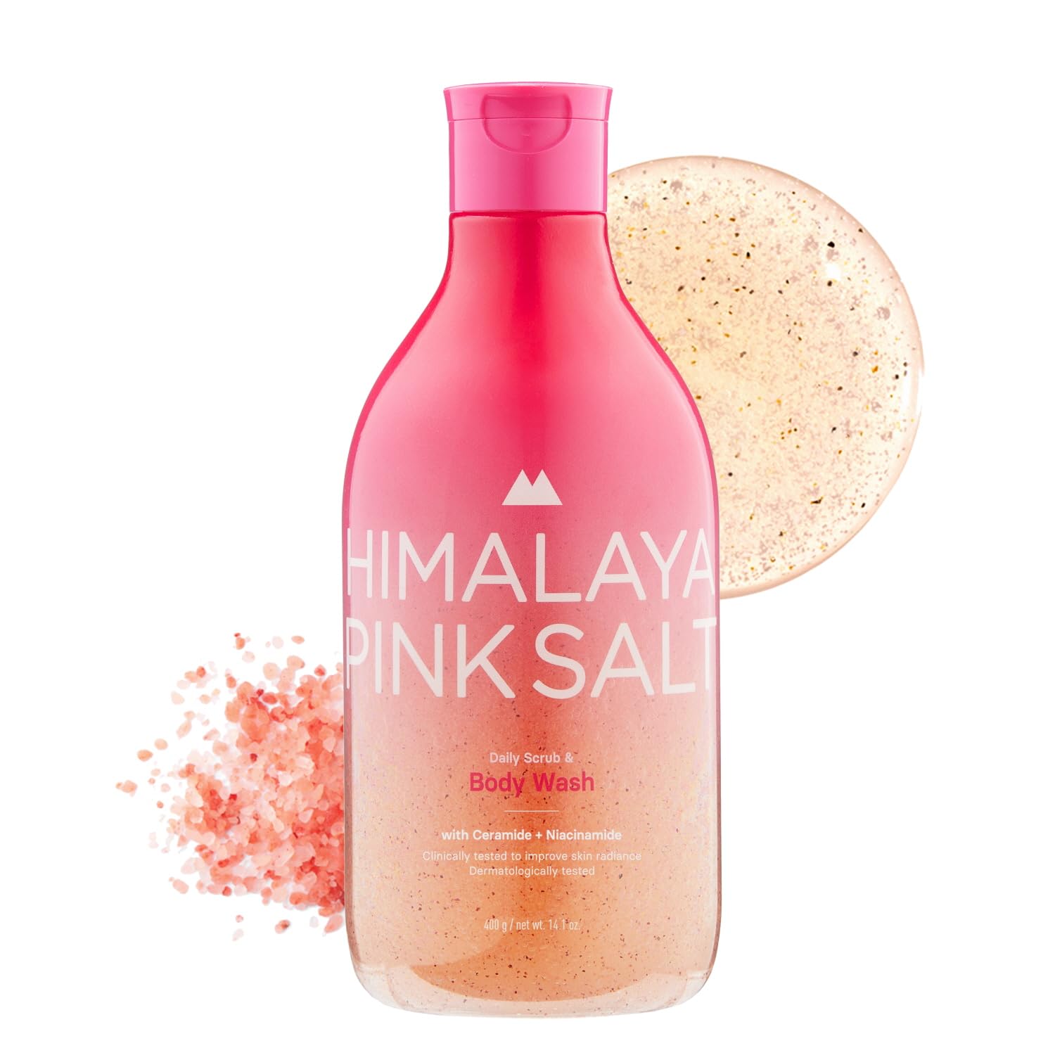 HIMALAYA PINKSALT Daily Scrub & Body Wash – Exfoliating Body Scrub, Dead Sea Salt & Himalayan Pink Salt, Natural Moisturizing Bodywash, Retinol & Hyaluronic Acid Shower Gel, Korean Skincare 14.1oz