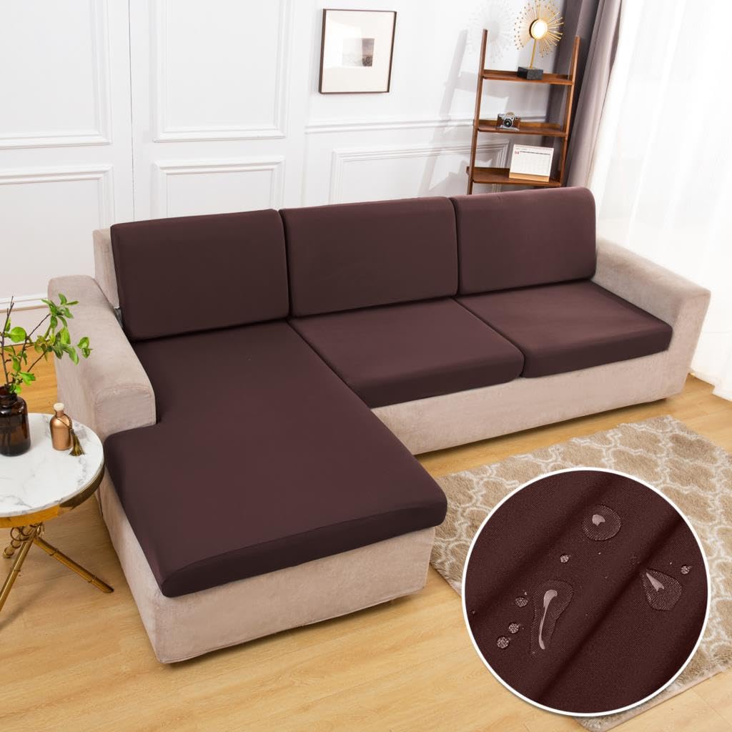 Housse de coussin de canapé imperméable pour animaux et enfants café