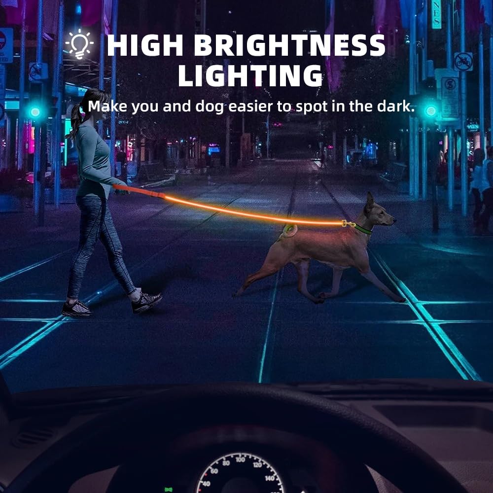 Le passeggiate notturne sono diventate più sicure, guinzaglio per cani a LED ultra luminoso | ricaricabile tramite USB | impermeabile | Durevole | 4 modalità di illuminazione e 3 colori |