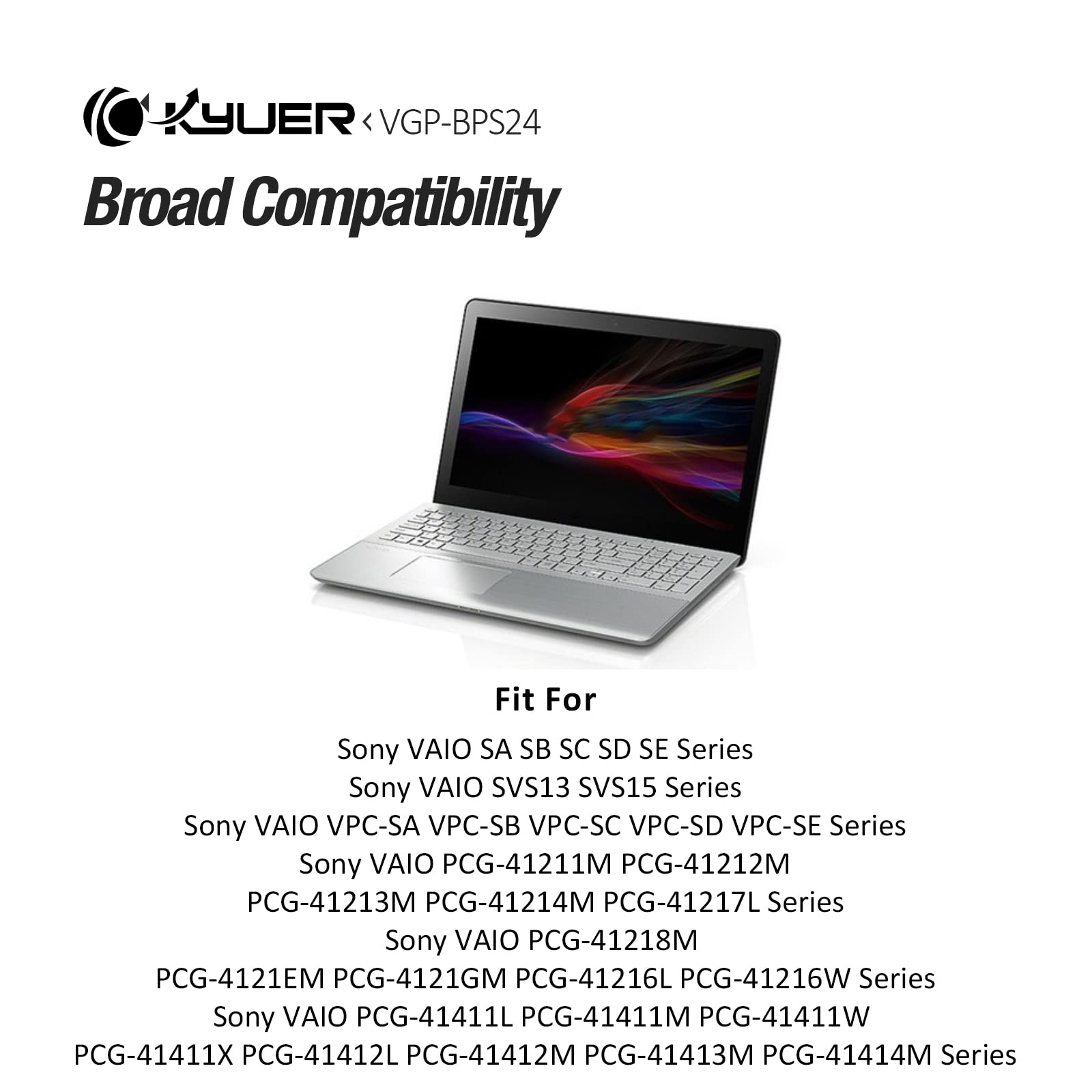 Batteria Sostitutiva Per Sony VAIO VGP-BPL24 / VGP-BPS24 / VGP-BPSC24 – 11.1V 49Wh, Compatibile Con Serie VPC-SA, SB, SC, SD, SE, SVS13, SVS15