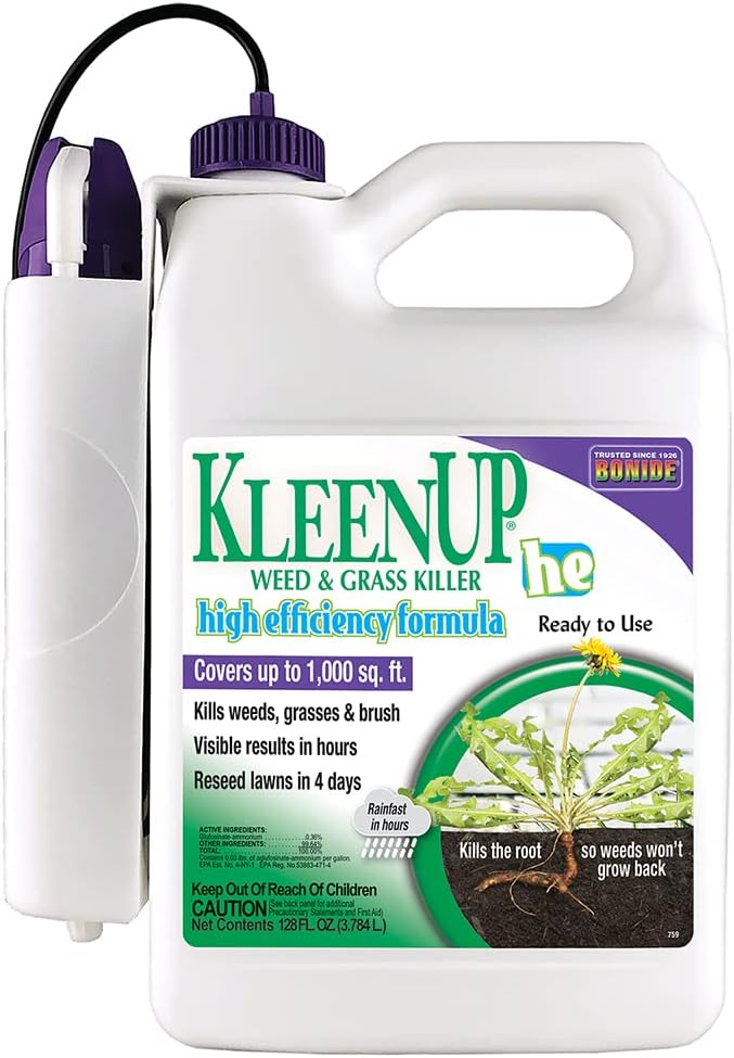 Bonide KleenUP Weed & Grass Killer High Efficiency Formula, 128 oz Ready-to-Use, Fast Acting Formula Kills Weeds & Roots