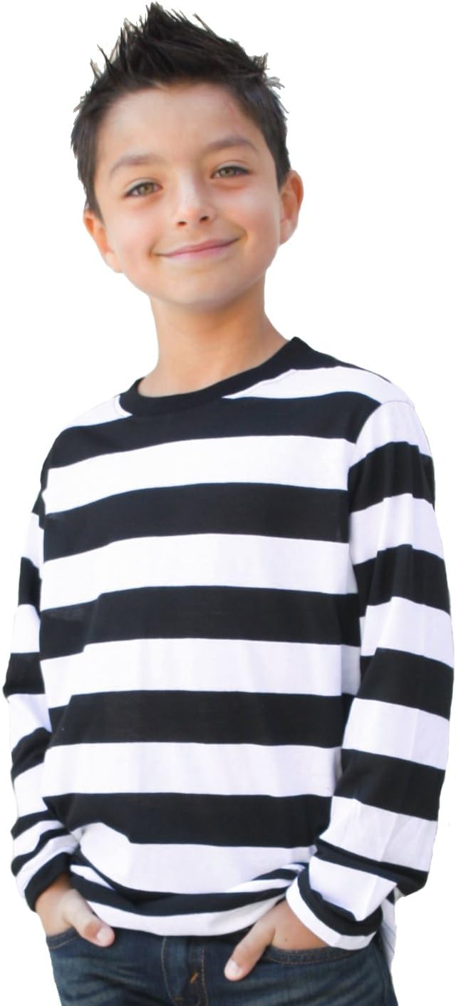 Largemouth Child/Teen Long Sleeve Striped Shirt Black and Grey