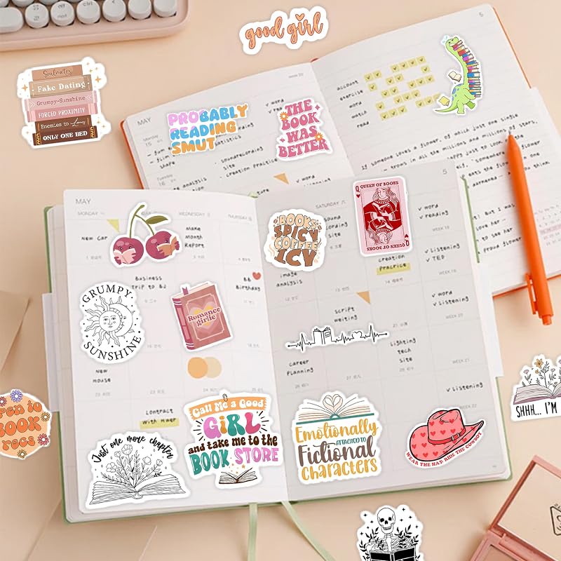 Leggi il Libro Adesivi Adesivi per Scrapbooking Adesivi Estetici Adesivi per Kindle Adesivi Per Serie Di Lettur per Bottiglie D'acqua, Libri, Laptop, Scrapbook e Skateboard 120 Pezzi