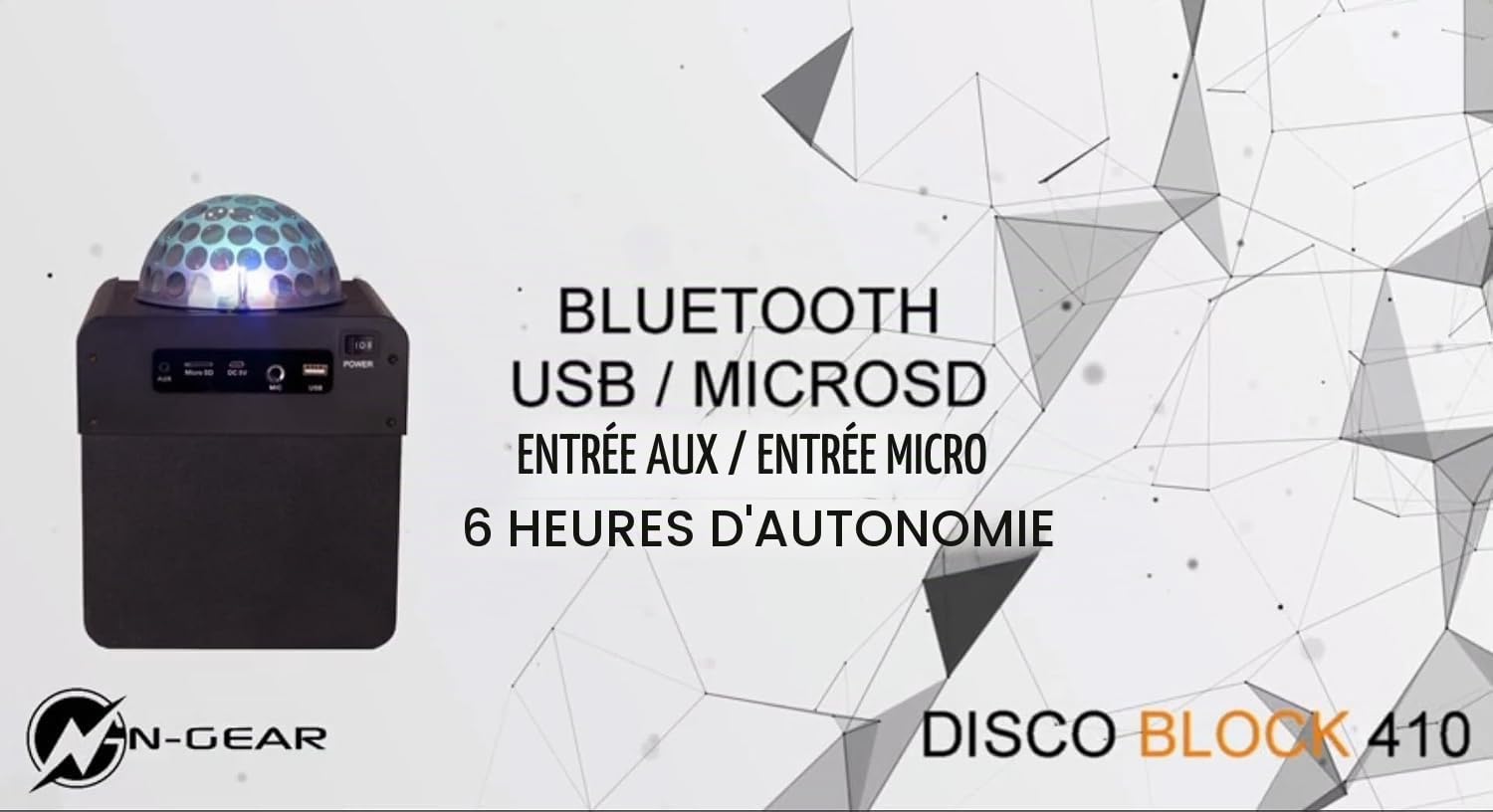N-Gear DISCO410 Haut-Parleur Bluetooth karaoké et fête avec Boule Disco, Microphone et Fonction Power Bank