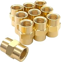 Vista 9 de Hooshing 2 unids 1/2 "x 1/2" NPT acoplador hembra de latón sólido hexagonal pezón acoplamiento de tubería