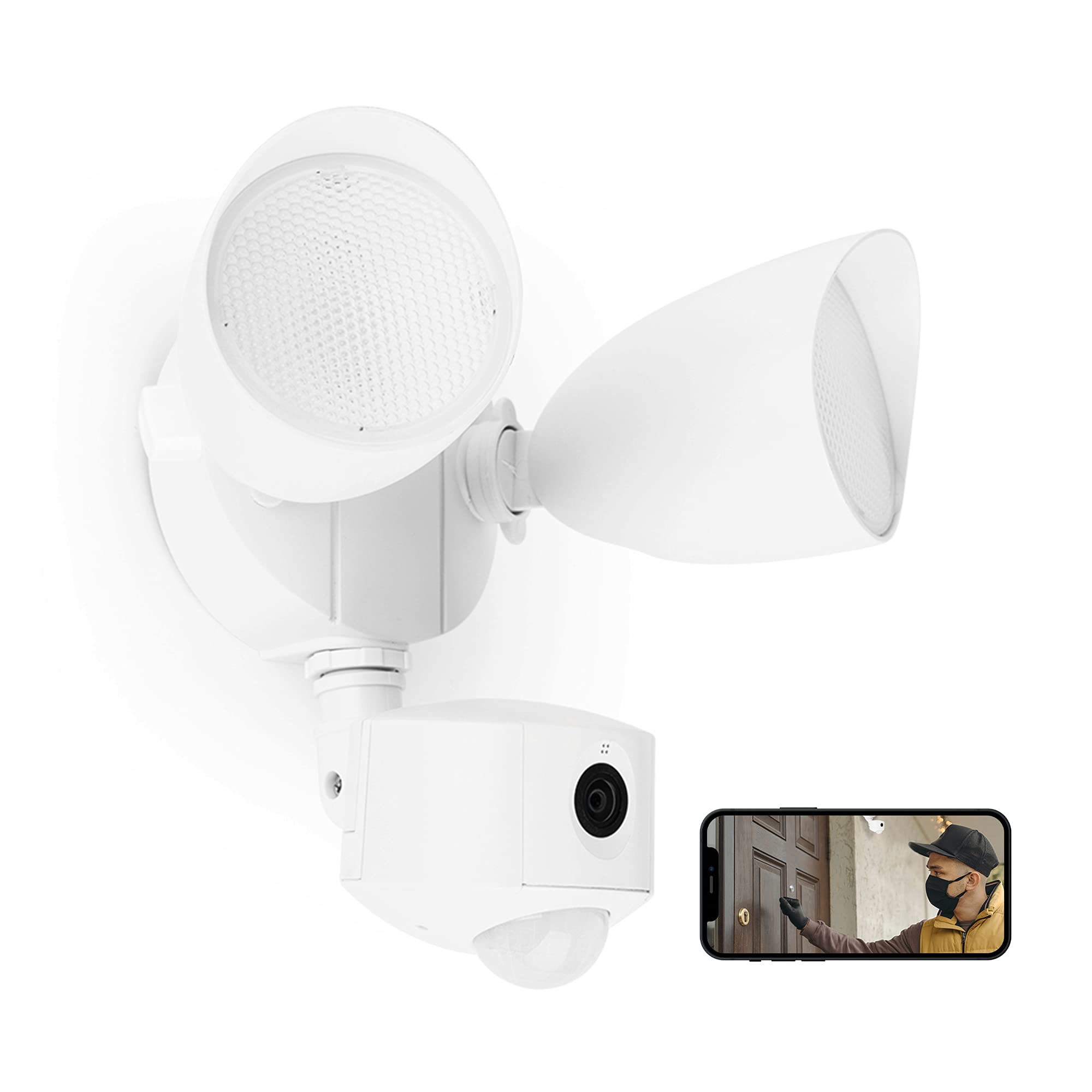 UME Floodlight Camera, Security Camera Outdoor with Motion Sensor, Two-Way Audio, 1080P HD, 1200LM | Home Security Wired Cam Direct to WiFi, Night Vision, Waterproof (White)