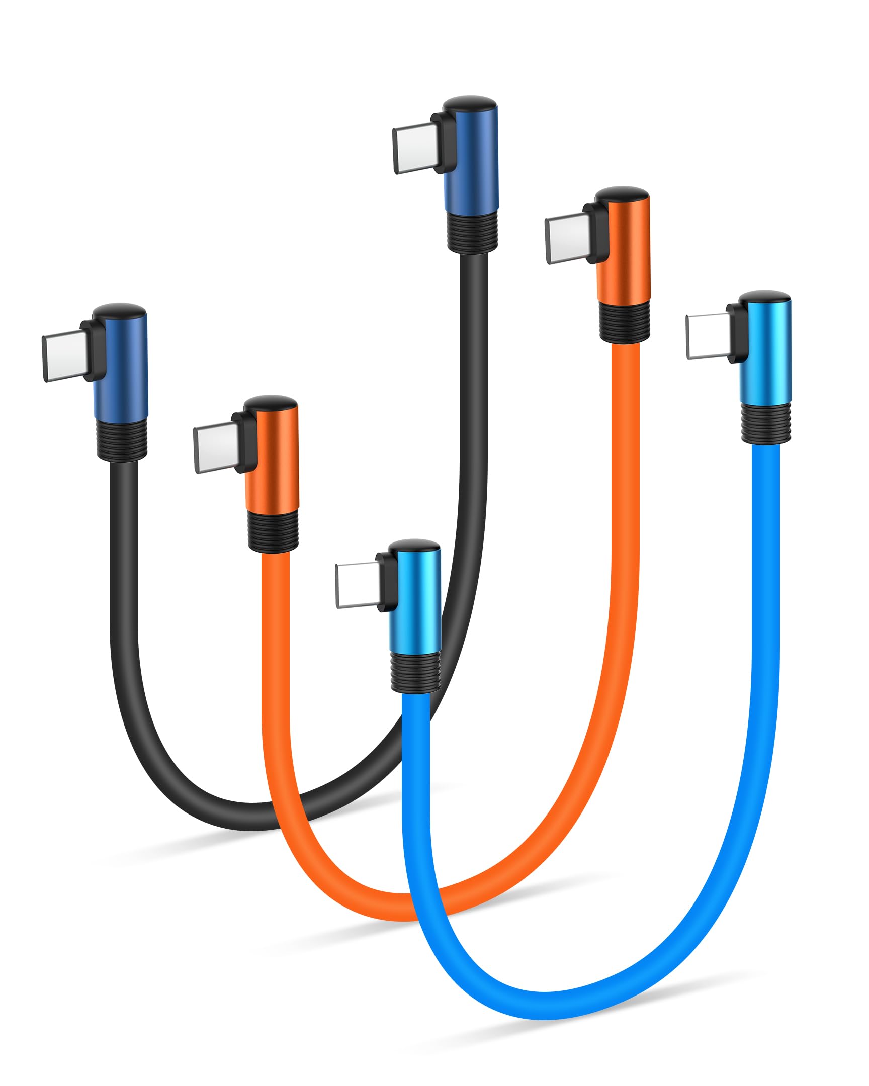 COOLSELL USB C 90 Grad Kabel Kurz 15cm, Ultraflexibel Silikon 60W Schnellladekabel Typ C Winkel Ladekabel Kompatibel mit iPhone 17/16/15 Samsung Galaxy S23 Google Pixel, iPad für Powerbank/Auto/Reisen