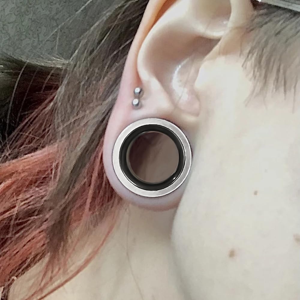 Casvort 2 PCS Hypoallergenic 316 Stainless Steel 0G-1" Ear Gauges Screw Tunnels Ear Plugs Expander Stretcher Gauges Piercing Body Jewelry