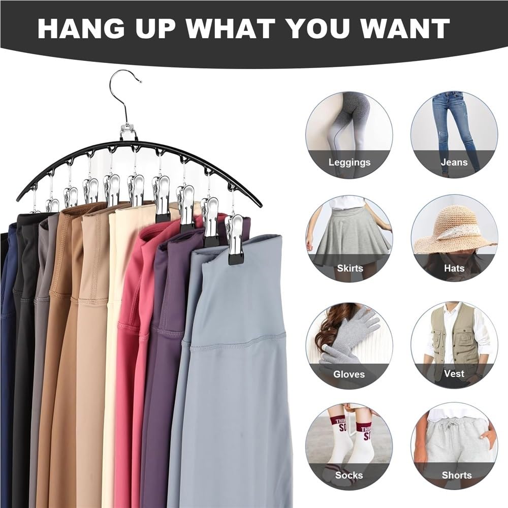 Perchas for Leggings for organizar el Armario Perchas for Ahorrar Espacio for Pantalones y Faldas Perchas de Metal Negras for Guardar Cosas en el Armario(8PCS)