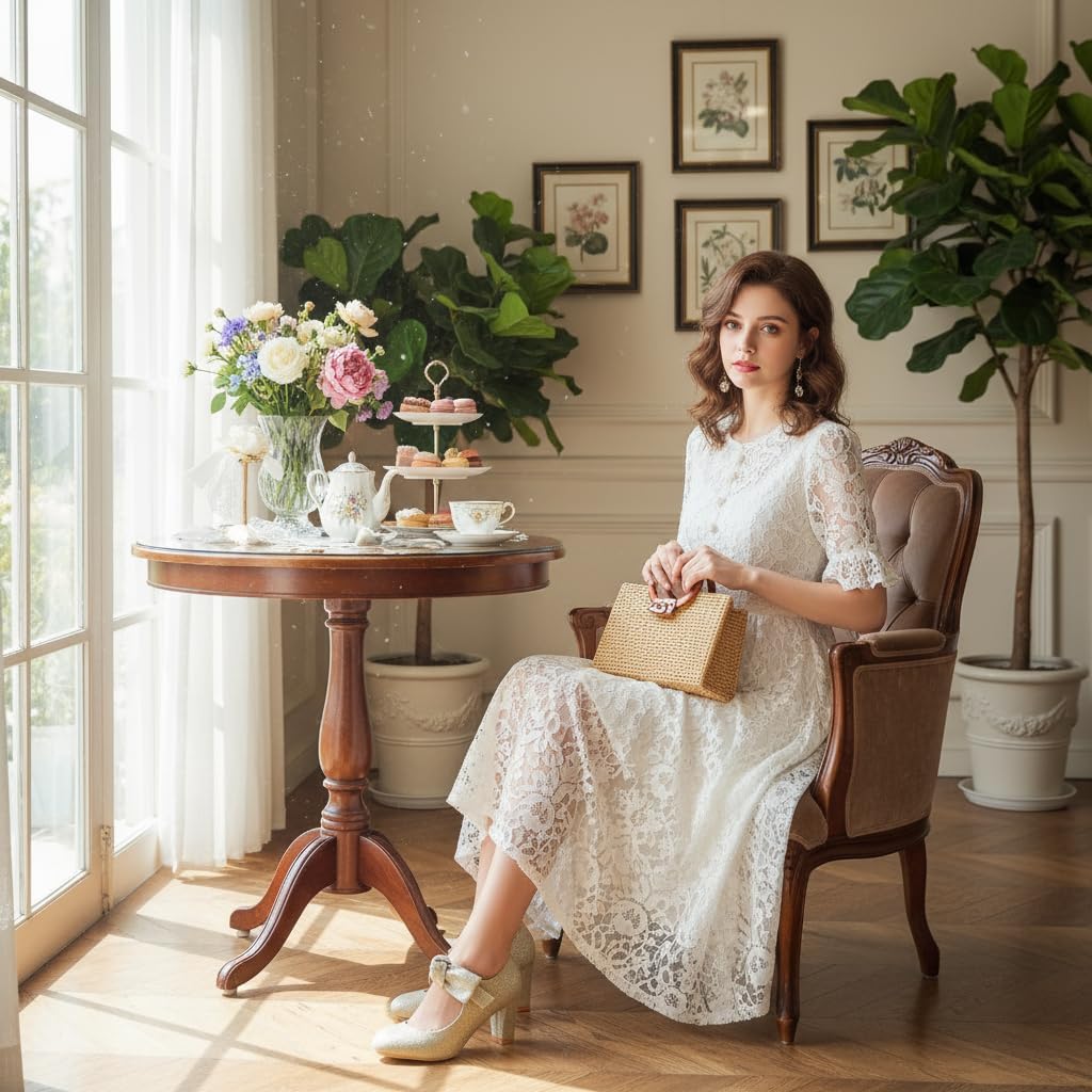 Glitter Mary Jane Pumps for Women, Sparkly Chunky Heels with Bow, Comfortable Gold Dress Shoes for Wedding Party Gold 8.5 - Image 2