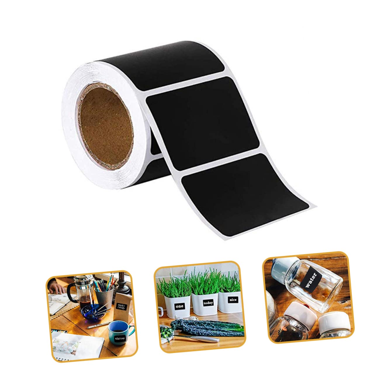 NUOBESTY 3 Set Etichetta Adesiva Cartellini Personalizzati Stickers Personalizzati Adesivi Per Sigillare Buste Etichette Contenitori Impermeabili Adesivi Per Lavagna Carta Black 120 Fogli*3