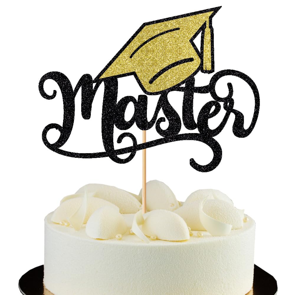 1Pc Masters Cake Topper,Congrats Grad Mastered It, 2024 Graduation Cake Topper,Masters Graduation Party Decorations Supplies(Masters 1)