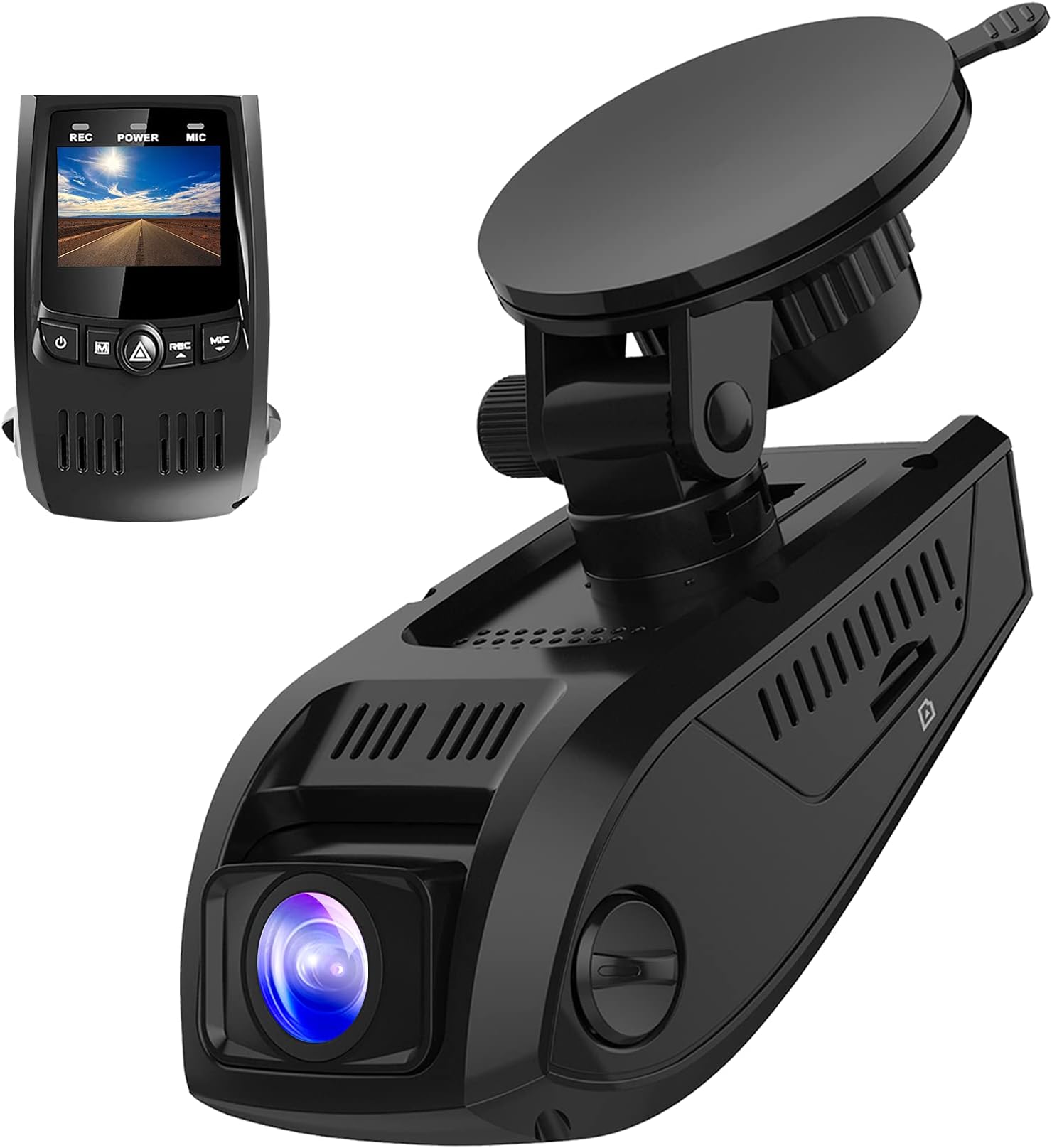 Pruveeo F5 1080P Dash Cam with WiFi, Discreet Design Dash Camera for Cars, 170 Wide Angle