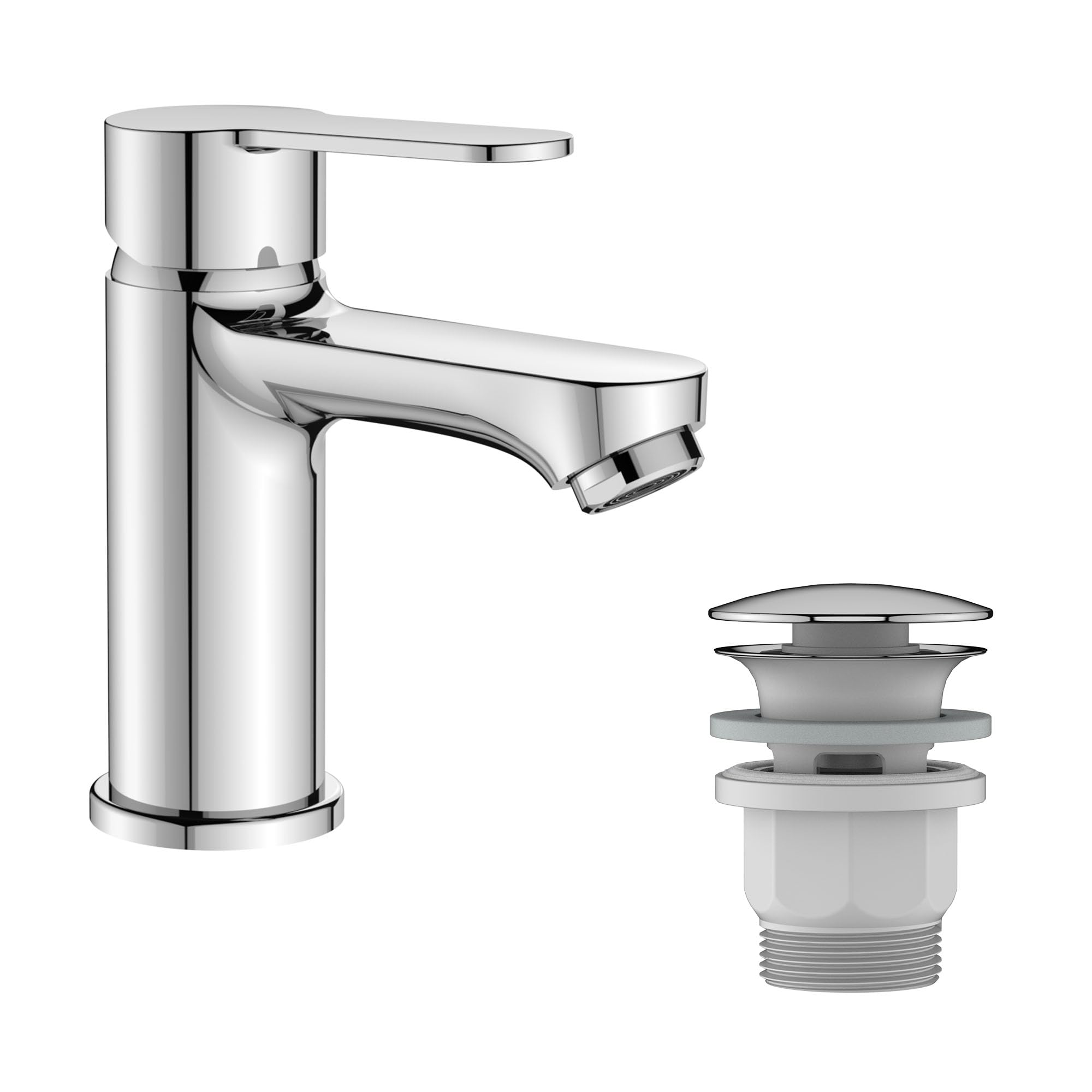 BELZ Grifo mezclador de lavabo moderno con desagüe emergente, grifo de baño con doble control de calor y frío, tecnología resistente a fugas, resistente al óxido para baños modernos