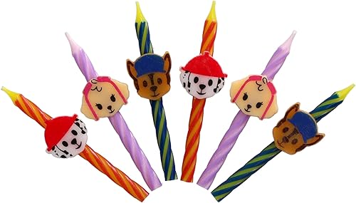 Miniatura 6 de Velas de pastel de cumpleaños de Paw Patrol | 6 velas de cumpleaños para decoración de pasteles, velas rojas, rosas y azules con Chase, Marshall,