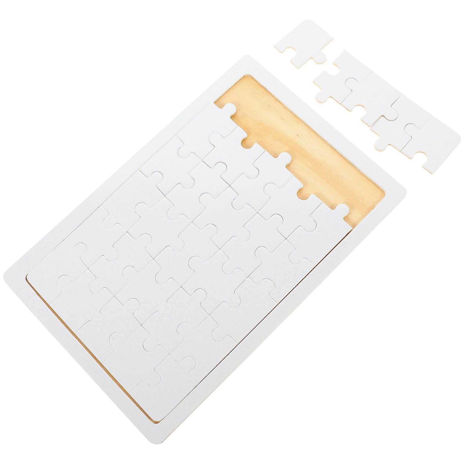 TOYANDONA Wooden Jigsaw Puzzle A4 Sublimation DIY Blank Puzzle Piece for Heat Transfer Craft Painting Suitable for Birthday and Creative DIY Activities