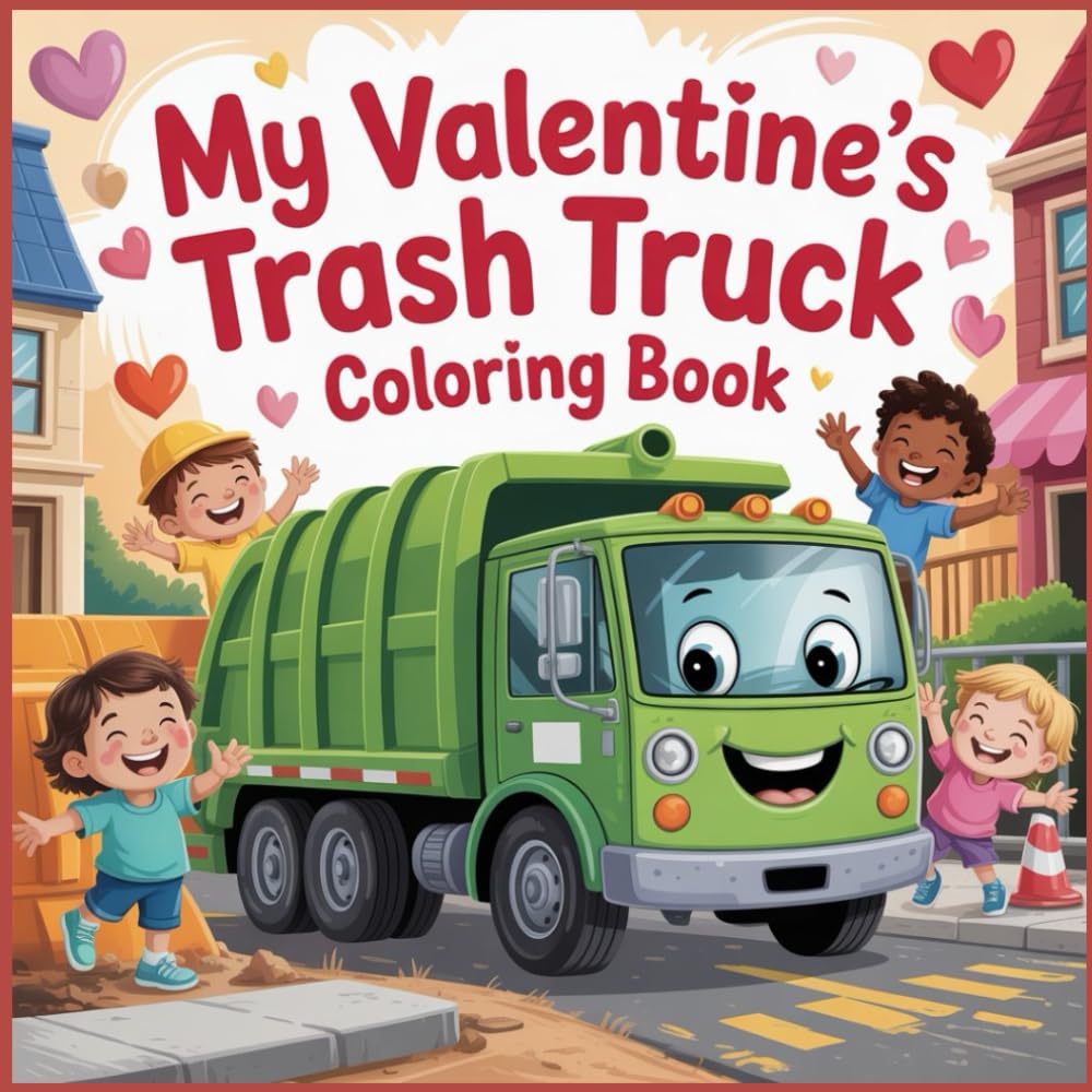 My Valentine’s Trash Truck Coloring Book: Valentine Trash Truck & Heart-Filled Coloring Fun for Little Hands