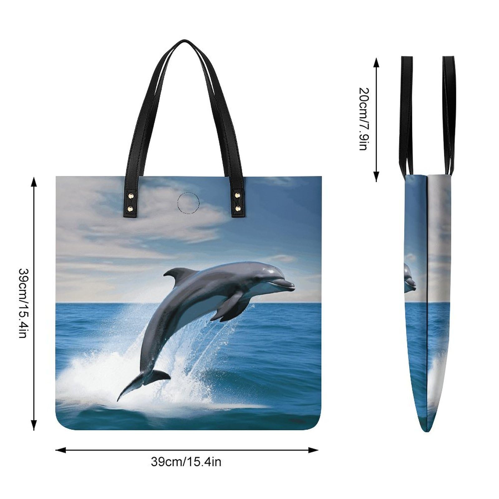 Jumping Up Dolphins Large Leather Handbags Women Fashion Handbag Multifunctional Travel Bag It Is A Great Gift for Mothers, Teachers, Friends, Bridesmaids