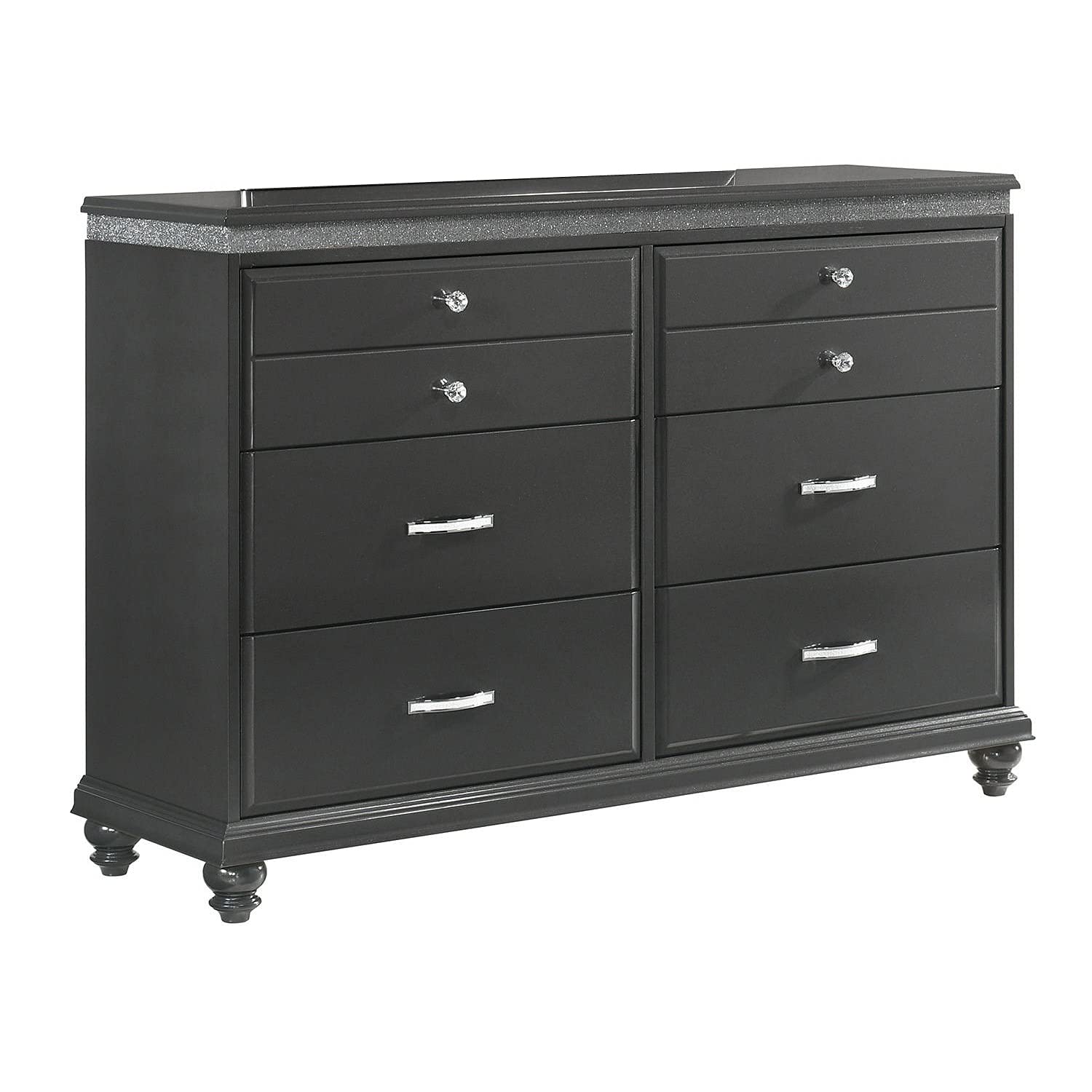 Amazon.com: Benjara Dresser with Crystal Like Knobs and Accents, Gray :  Home & Kitchen
