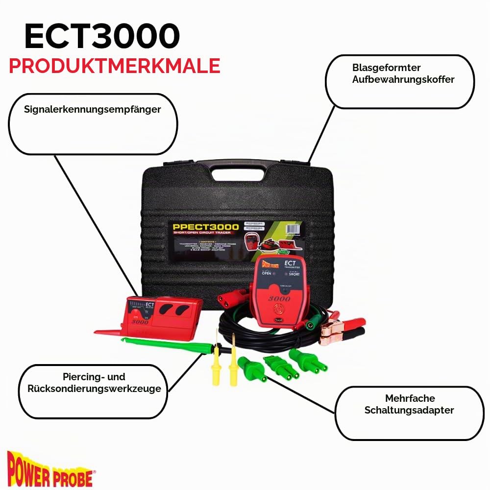 Power Probe PPECT3000 Vehicle Electrical Short Circuit and Open Circuit Locator - Elektrischer Fehlersucher und Tracer - Kit mit Tragetasche und Zubehör