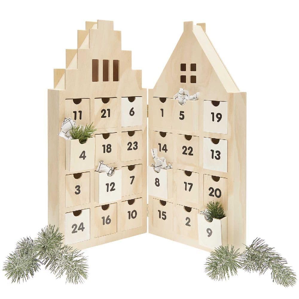 Adventskalender-Haus, mit 24 Schubladen, FSC 100%