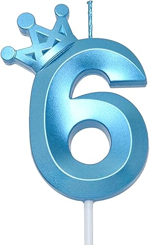 Miniatura 24 de Blue Number 4 Birthday Cake Candle, 3D Shape Crown Birthday Number Candle, 4th Birthday Party Blue Theme Cake Topper Decorations (Blue 4)