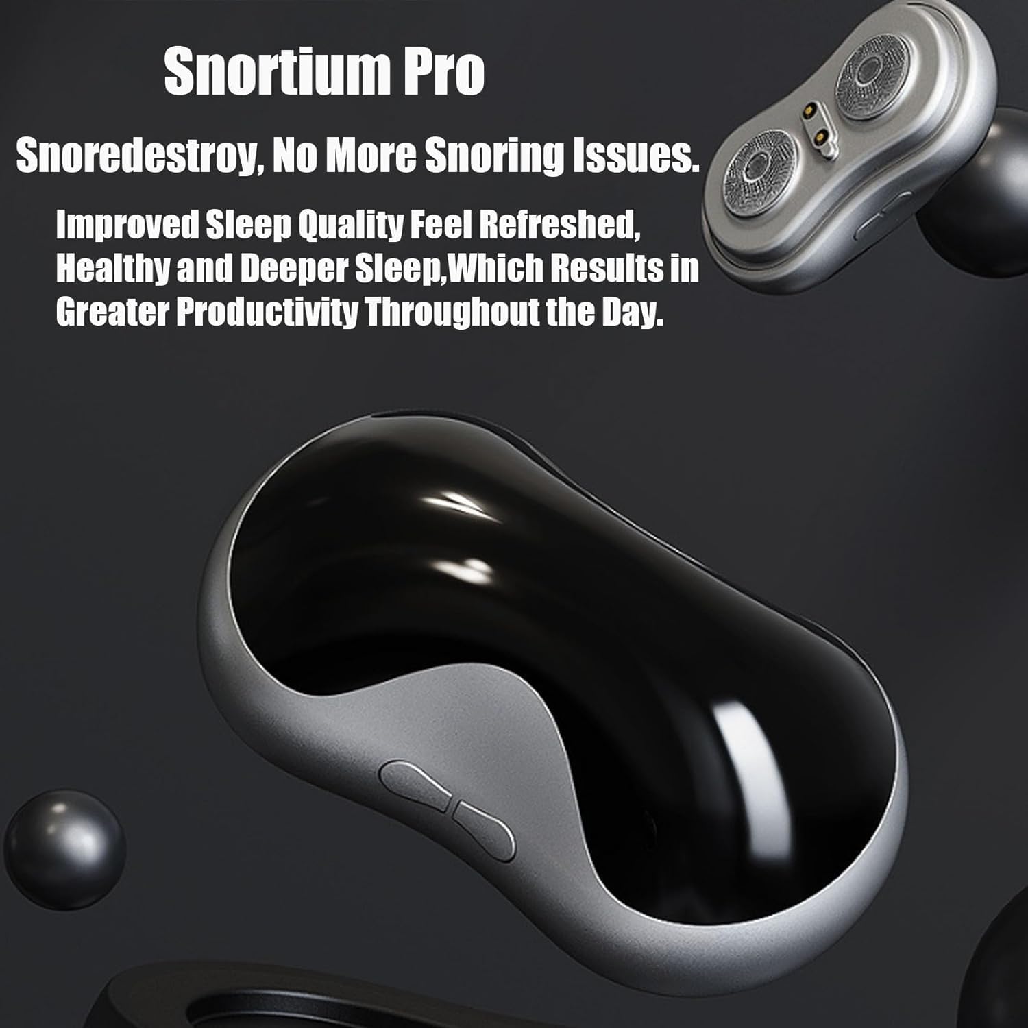 Snortium pro - snortium anti - ronquidos, dispositivos anti - ronquidos efectivos, dispositivos anti - ronquidos inteligentes, soluciones de ronquidos variables eléctricas, ayudas para el sueño,Negro