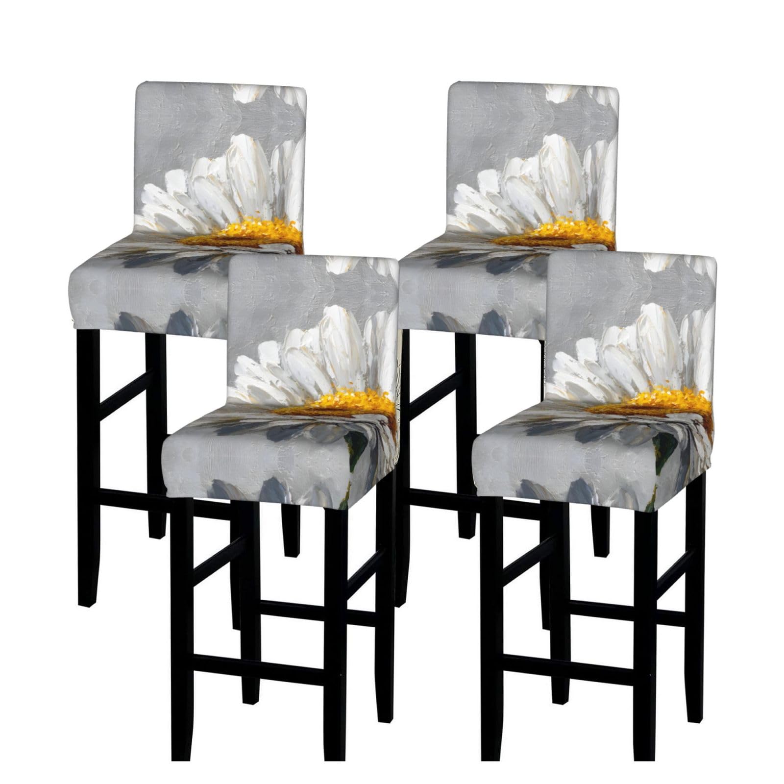 WXWJSHMGC French Country Daisy Print Bar Stool Covers Stretch Counter Height Chairs Covers