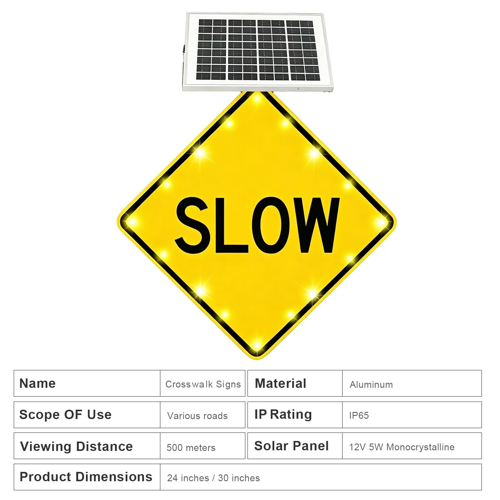 Segnali D'avvertimento Alimentati Solari Della Strada Pedonale con Luce Lampeggiante del LED, non Richiede Cablaggio, Utilizzare All'interno Dell'area Dello Stabilimento