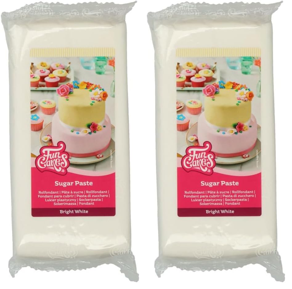 FunCakes Pasta De Azúcar Blanco Brillante, 1000 Gramo (Paquete de 2)