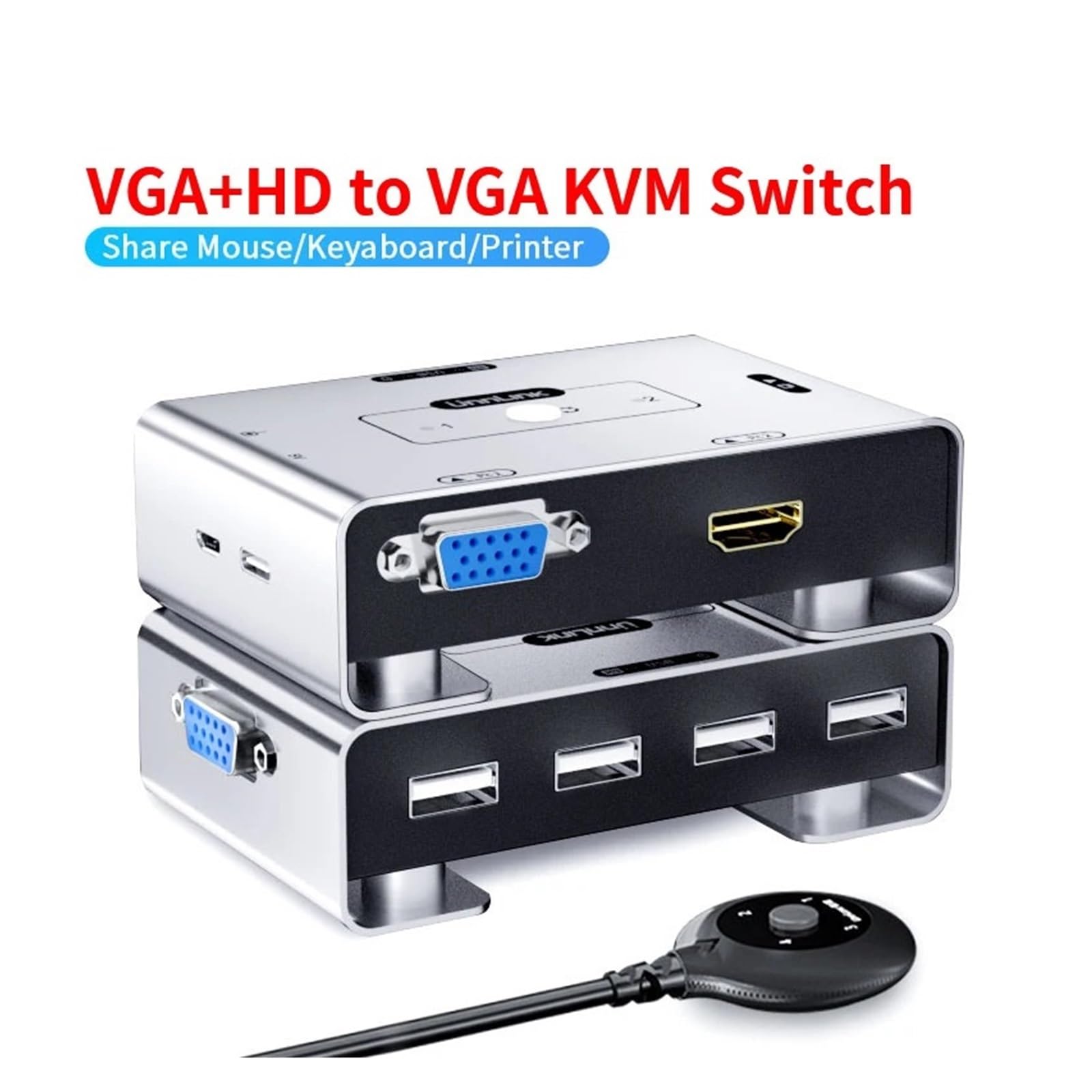 Przełącznik KVM VGA do VGA 2x1 1080P 60Hz Video Switcher(Beige)