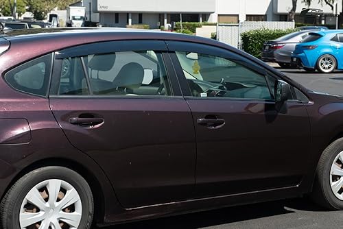 Miniatura 6 de Repuesto para Subaru Impreza Hatchback EOS 2012-2016 Viseras JDM Estilo Tape-On Humo Tintado Ventilaciones Laterales Deflectores de Ventana