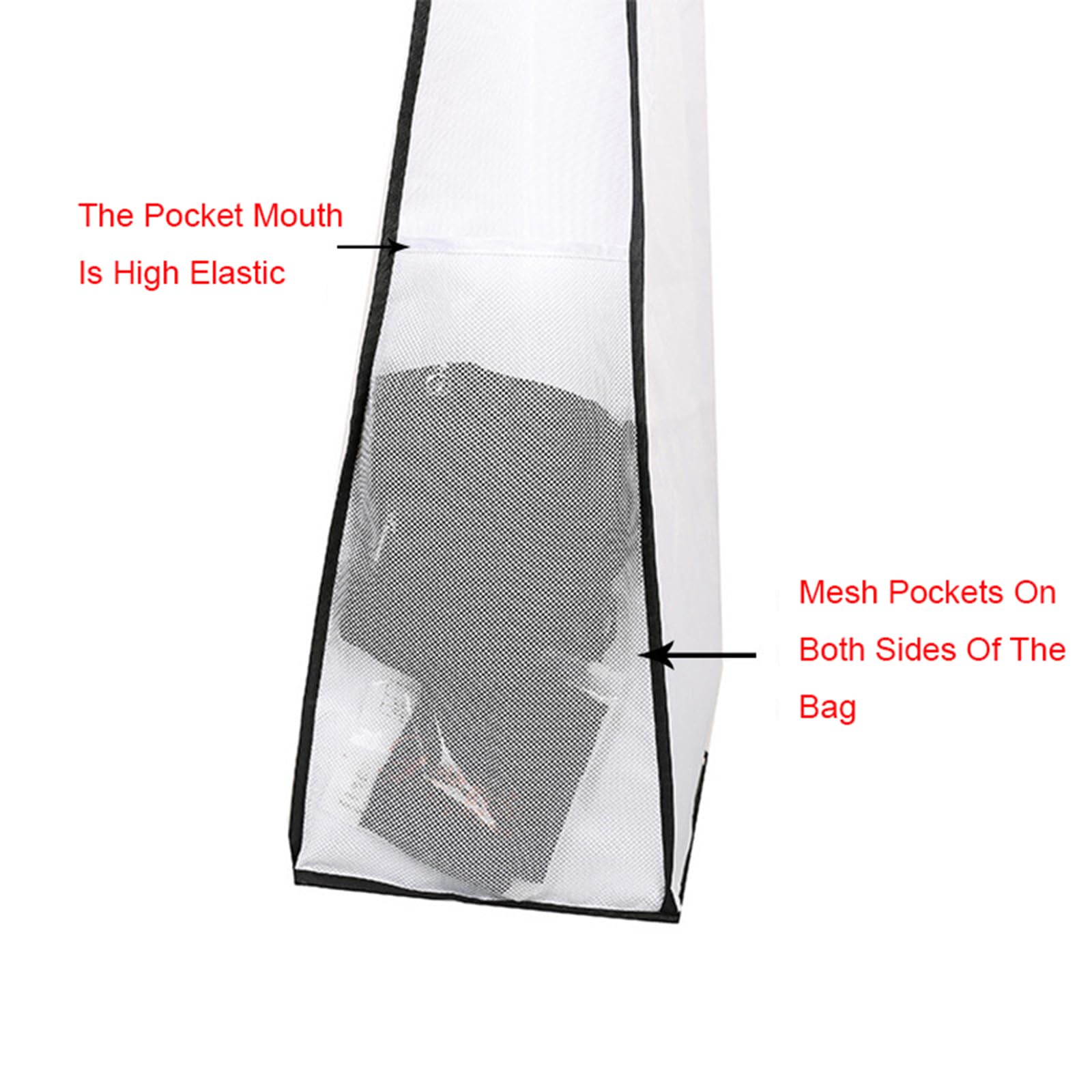 Copriabiti 72 pollici poliestere 600D abito da sposa abito da sposa porta abiti ti con 2 tasche in rete e porta carte in PVC pratico sacchetto multitasche per abiti, 183 x 65 x 26 cm, bianco
