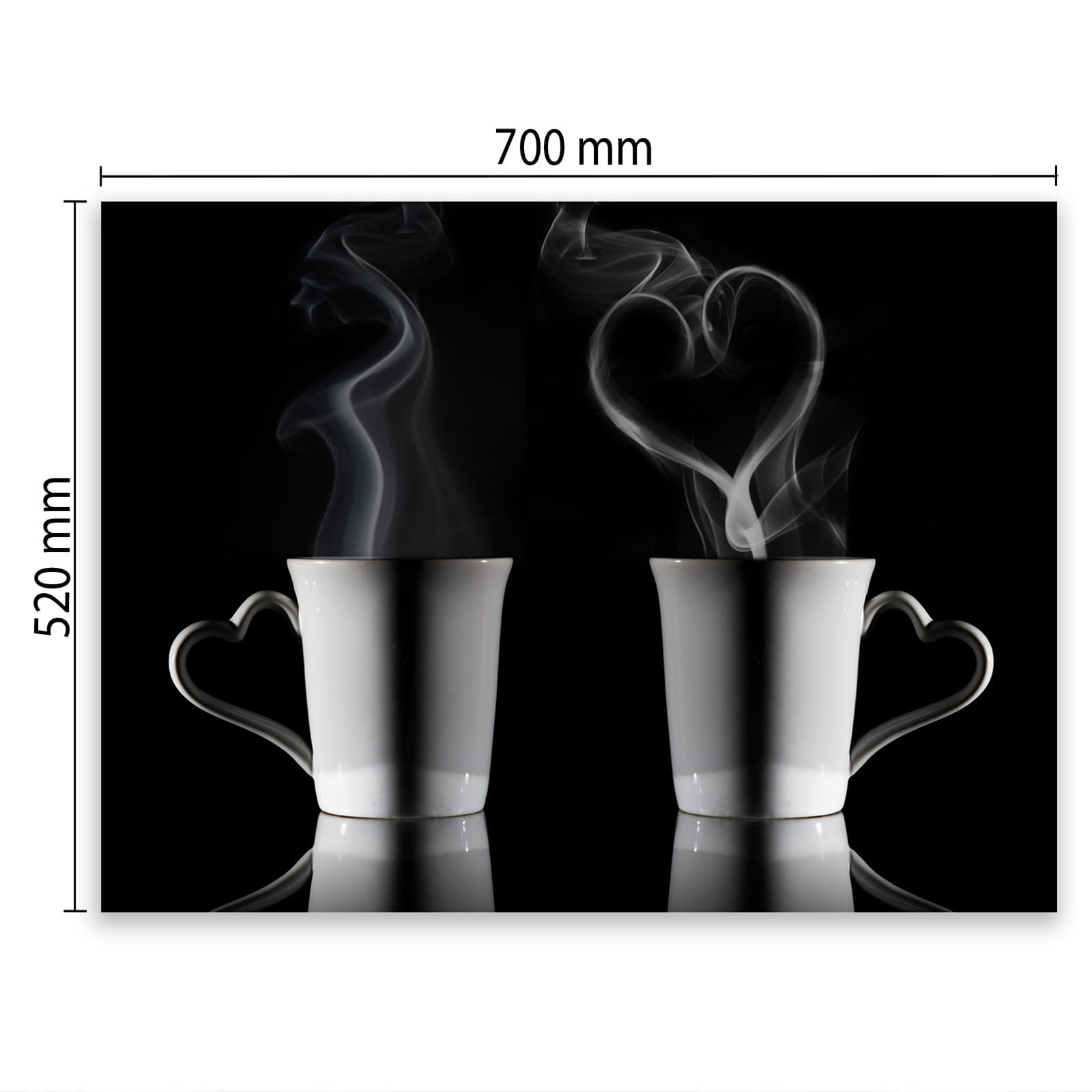 SmartDecoration Płyta ochronna na kuchenkę ze szkła 70 x 52 cm jednoczęściowa motyw "kawa" czarna (101820)