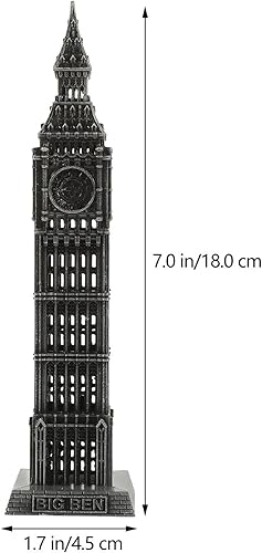 Miniatura 9 de HOMSFOU Estatua retro del Big Ben, escultura de aleación de Londres Big Ben, modelo de construcción, figura coleccionable para decoración de mesa,