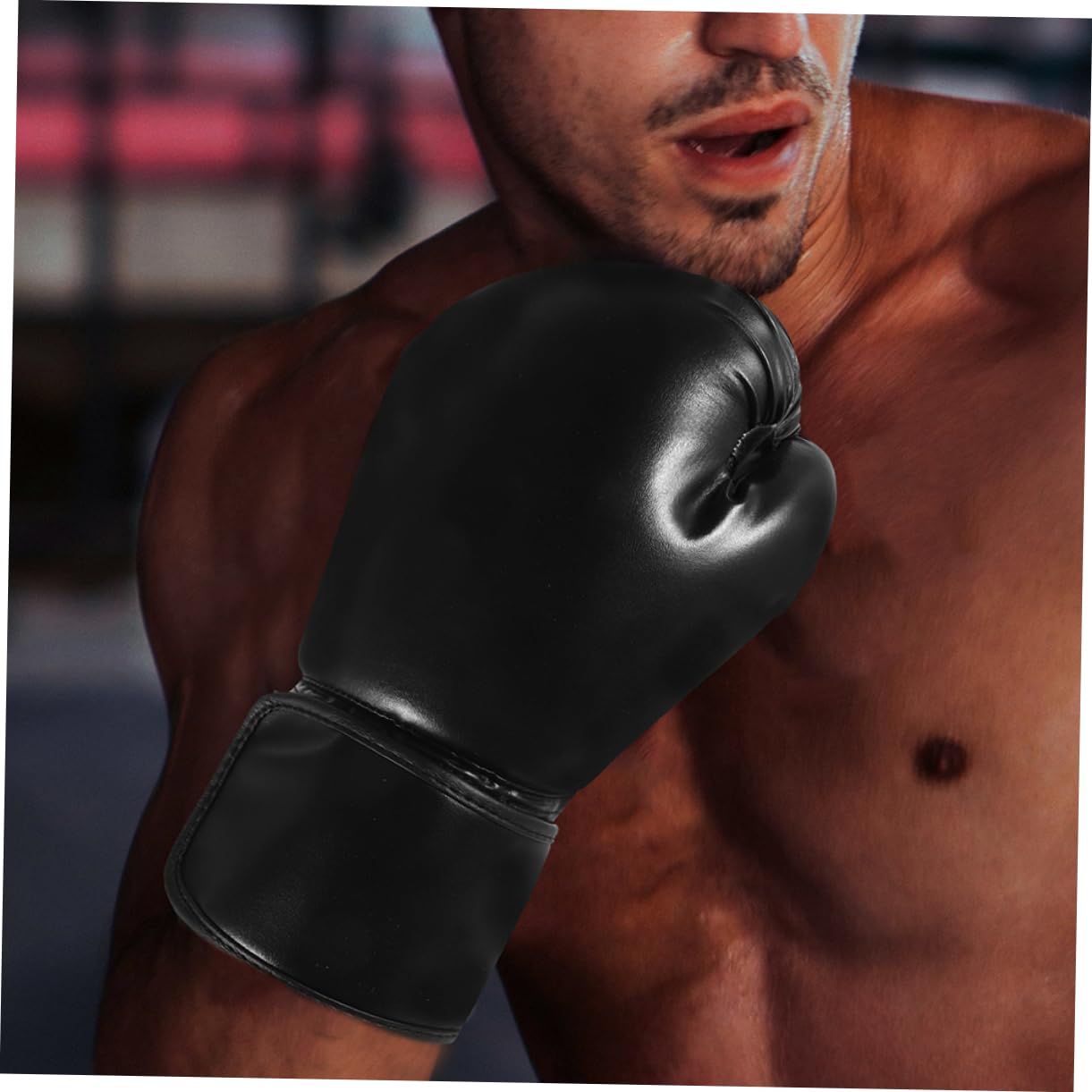 BESTonZON Guanti da Boxe per Allenamento in Pu Antiusura e Antiscivolo, Guantini Portatili per Arti Marziali Miste e Pratica di Boxe, Nero
