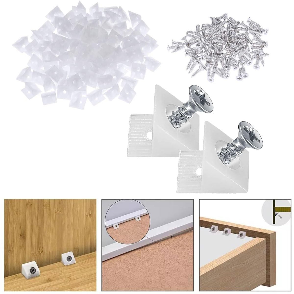 120 Pezzi Cunei Di Fissaggio Stabilizzatori Con Viti, Cunei Riparazione Per Cassetti, Cunei Per Mobili Rinforzo Fondo Cassetti Reggipiano Per Mobili Con Viti - Fissare Il Cassetto Del Comò Saggy