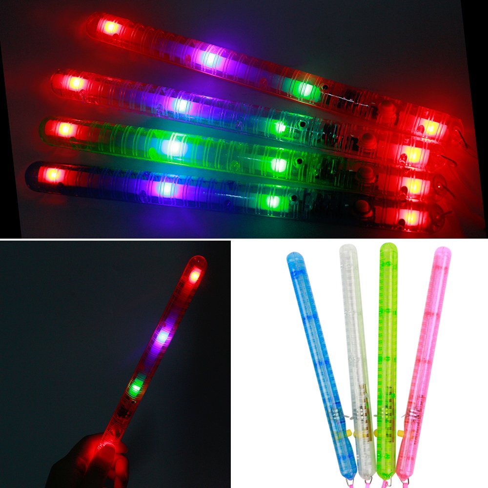 30X LED Glow Flashing Wand Rainbow Light Up Sticks Party Concert Prom Blinking