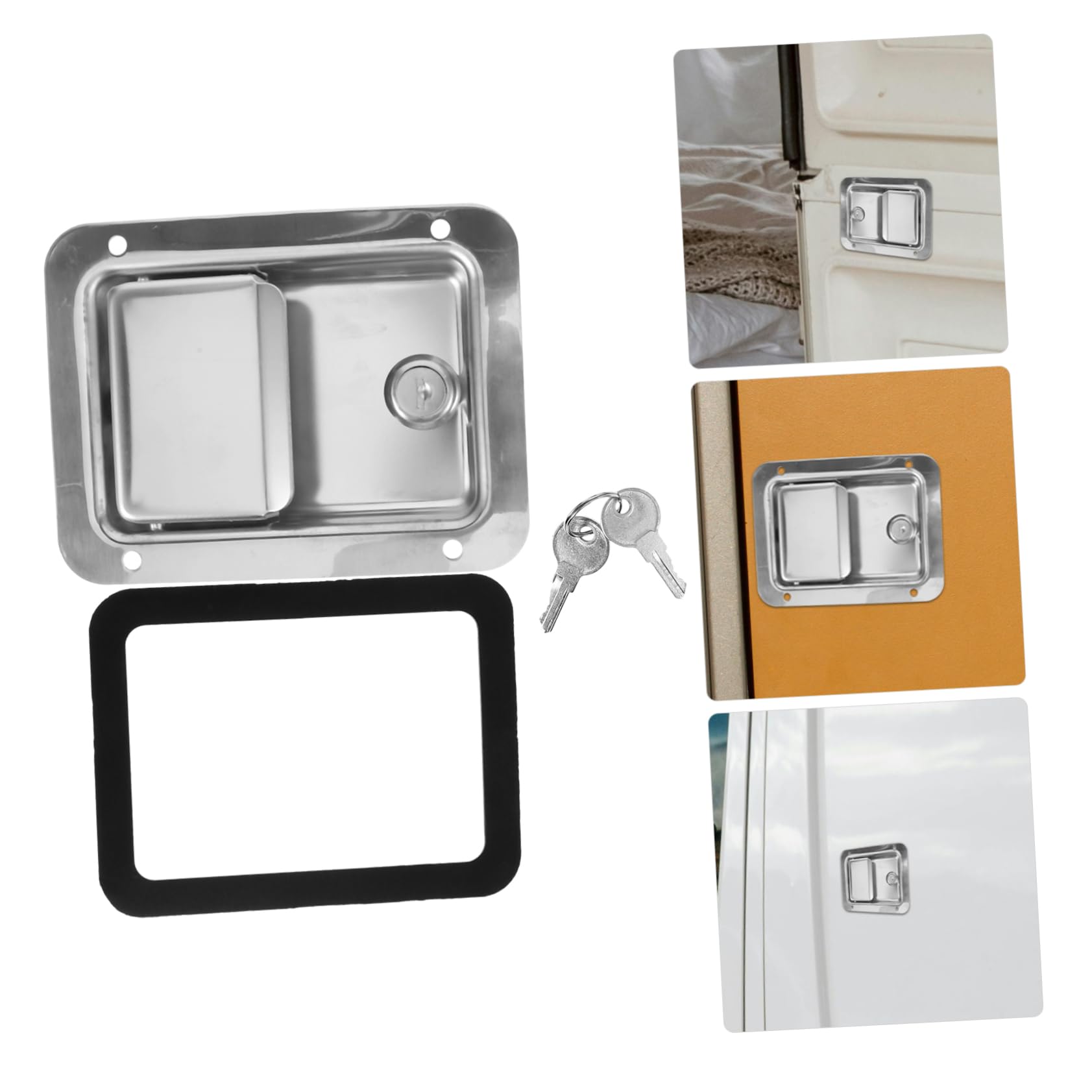Tofficu Edelstahl Anhängerschloss 140x108mm Panel Schloss für Wohnmobil Werkzeugkasten Vielseitig Abschließbar Robust und Langlebig
