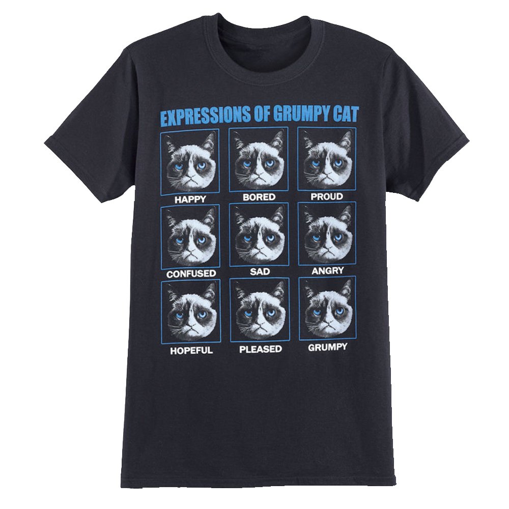 T-Line Men's Expressions Grumpy Cat T-Shirt, Black, One size